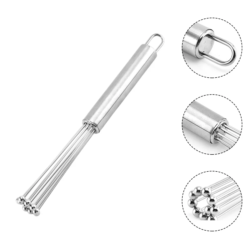 

Egg Beater 26*2cm Stainless Steel Silver Glass Bead Beater Hand Mixer Cream Frother