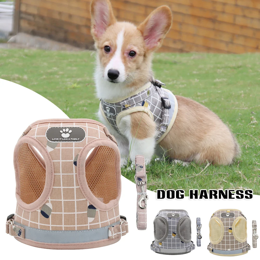 

Новый регулируемый поводок для собак, нагрудный ремень, светоотражающий сетчатый жилет для домашних животных, портативный поводок для соба...