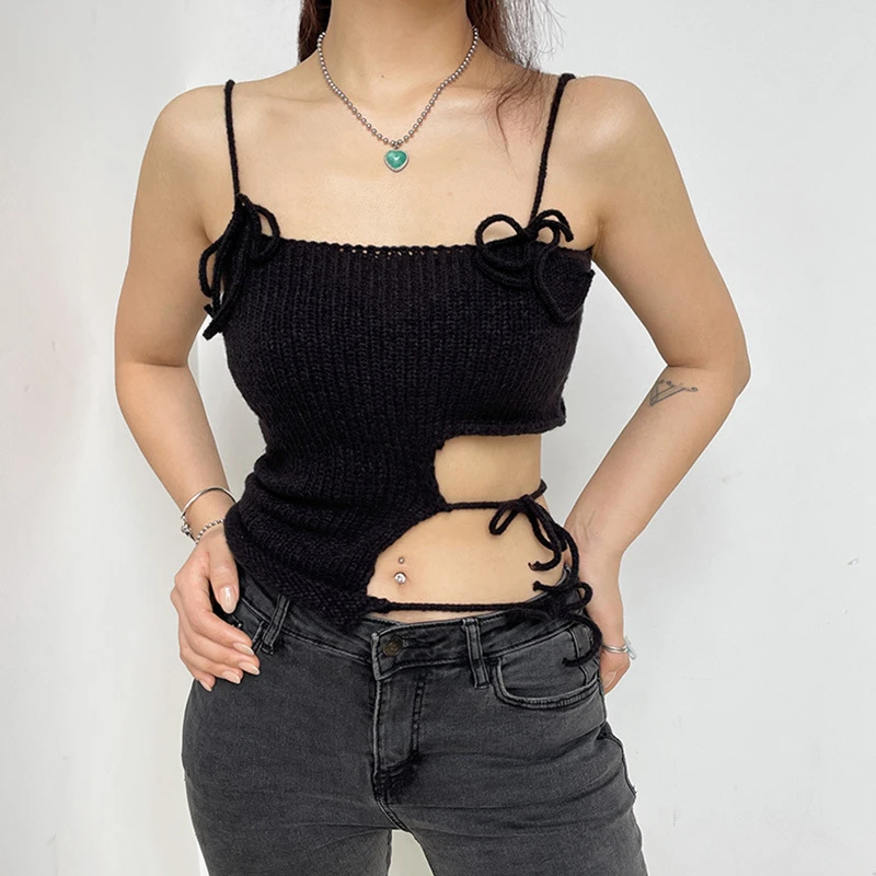 

Spring Summer Fashion Slim Sexy Plain Sleeveless Low Cut Knitted Camis Backless Women Tank Top Corset Crop Top Midriff Costume