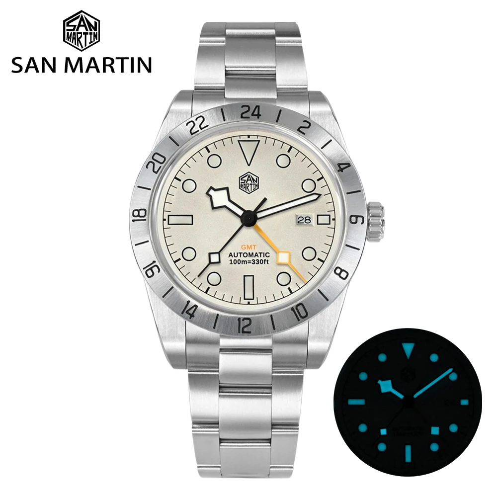 

San Martin NH34 SN054G 39mm BB GMT Luxury Men's Watches Business Automatic Mechanical Sapphire Glass Dress Wristwatch For Men