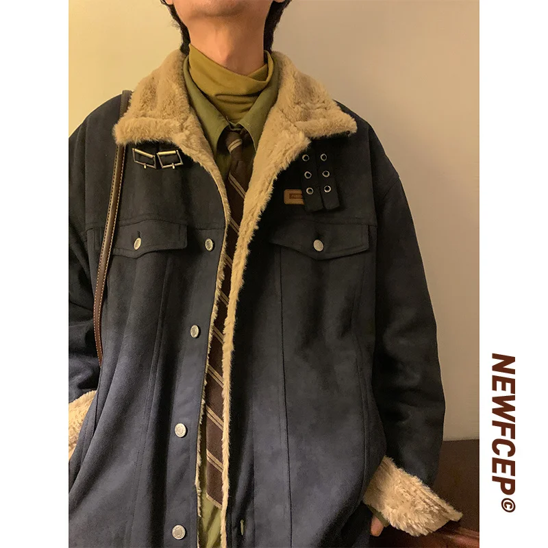 Winter Jacket Men Warm Fashion Thick Suede Jackets Mens Streetwear Korean Loose Short Coat Mens Thicken Lamb Fur Jacket M-2XL