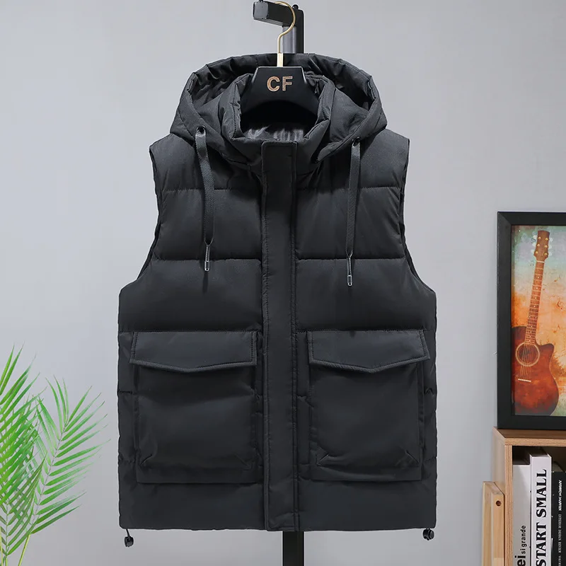 

Men Vests Winter Sleeveless Jacket Cargo Boys Hoodies Thick Men's Clothing Plus Size 6XL 7XL 8XL Warm Male Waistcoat