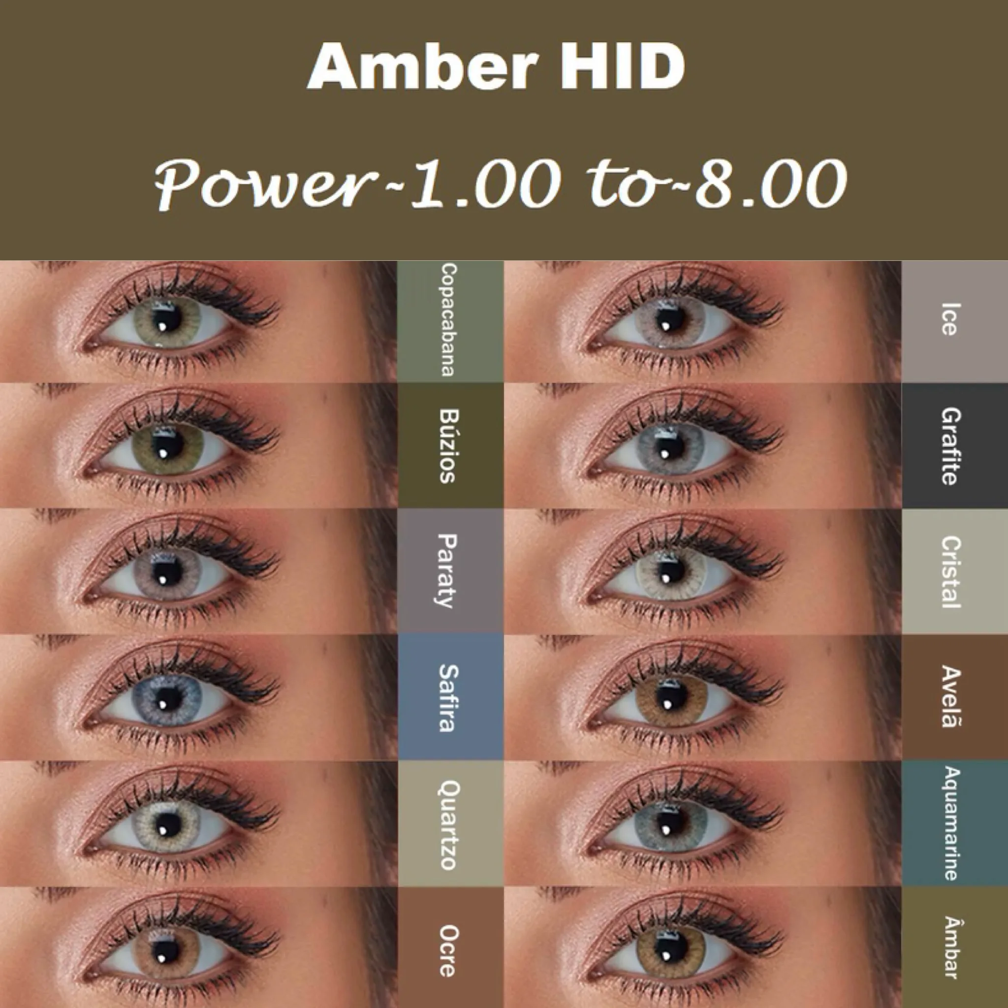 Visuashow Hidrocorcolor Lentilles de contact de couleur ambre pour les yeux Prescription naturelle Contacts de couleur pour petite élève Lentille de noisette annuelle