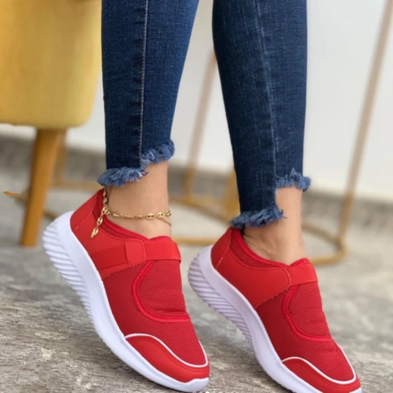 

New Women's Shoes Trend Fall Sneakers Fashion Mesh Walking Canvas Vulcanized Shoes Casual Wedge Slip-on Fitness Women's Loafers