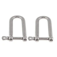 2 pcs boat 304 stainless steel m8 euro d type safety pin shackle screw slender connecting ring marine chain rigging hardware