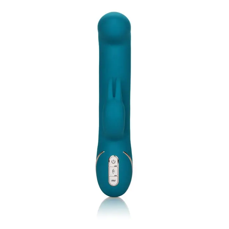 Бирюзовый вибратор с изогнутой головкой Jack Rabbit Signature Silicone Rocking G - 20 см. |