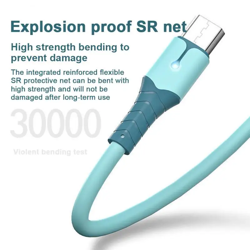 USB Type C Cable For Samsung Liquid Silicone Data Cable USB C Fast Charging For Huawei P40 Xiaomi Redmi Note 11 Wire