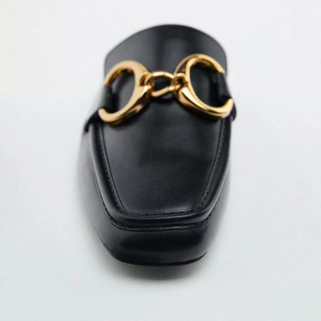 Туфли женские без каблука с бахромой пикантные тапочки закрытый носок сабо из