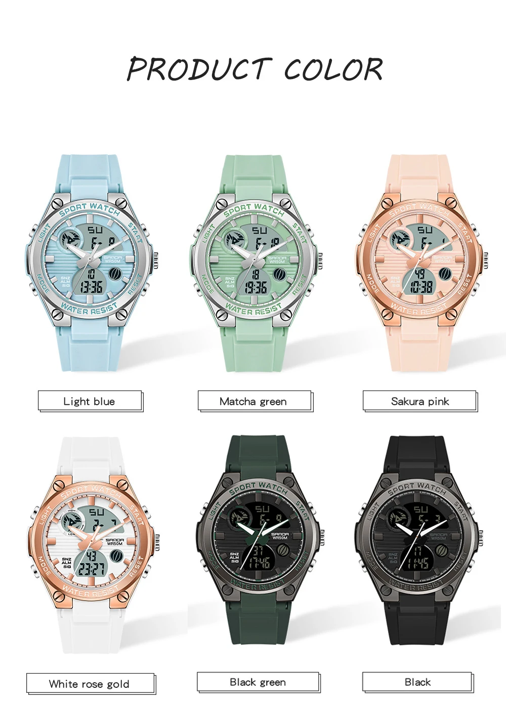 2023 SANDA Top Brand Fashion Women's Watches Waterproof Sports Digital Quartz Wristwatch Casual Clock Gift Relogio Feminino 6067 enlarge