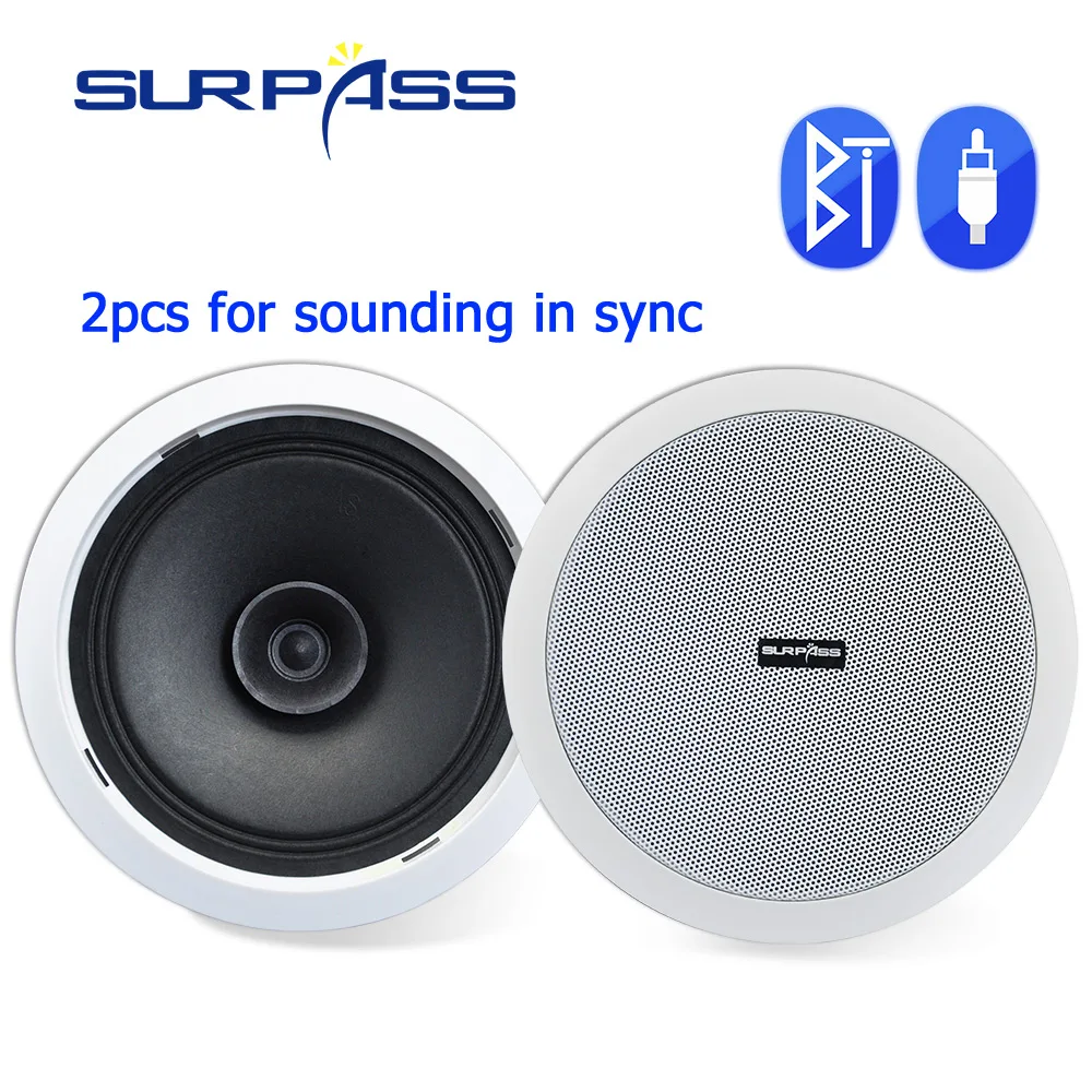 6 Inches Dustproof Ceiling Speakers Bluetooth-compatible Home Surround Sound Loudspeakers Active Ceiling-mounted Speaker Indoor