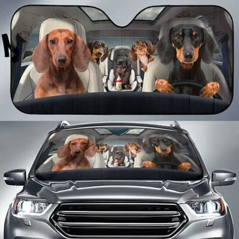 

Задняя крышка для защиты автомобиля от солнца в виде таксы