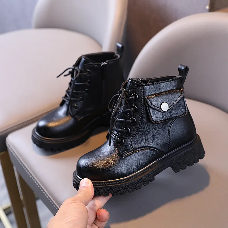 Sizes 21-37 Fall Fashion Children's Ankle Boots New Kids Girls Chelsea Boots Faux Leather Shoes Baby Botins Tennis Rubber Sole images - 6