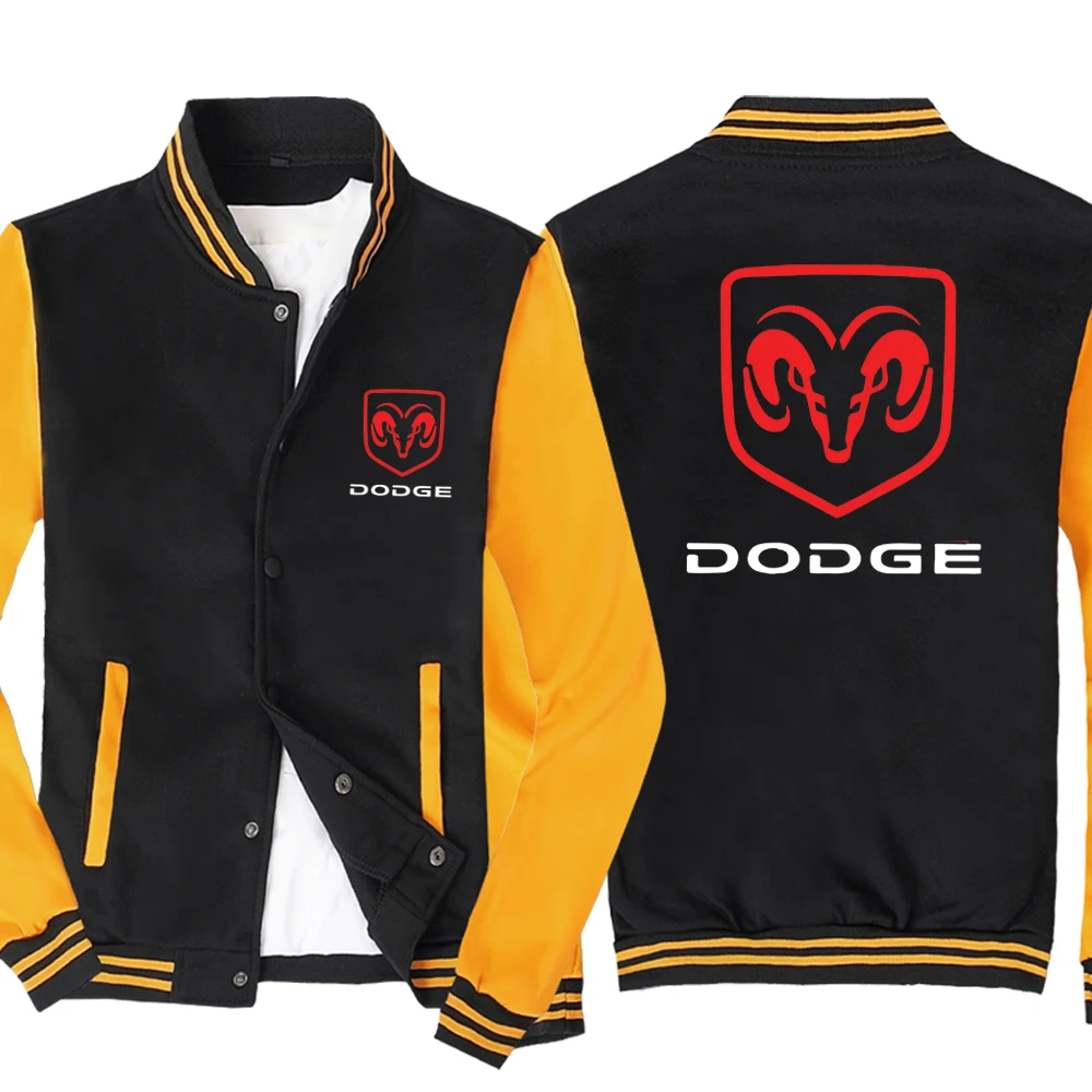 

New Spring Autumn Men's Baseball Jacket Dodge Logo No Cap Fashion Cardigan Long Sleeves Sportsweater Hoodies