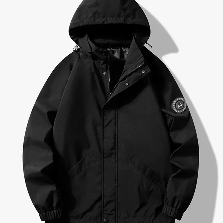 Korean Style Men's Trenchcoat Loose Fit Lapel Zipper Up Outdoor Fashionable Integrated Type Work Wear Trendy Brand Color Block