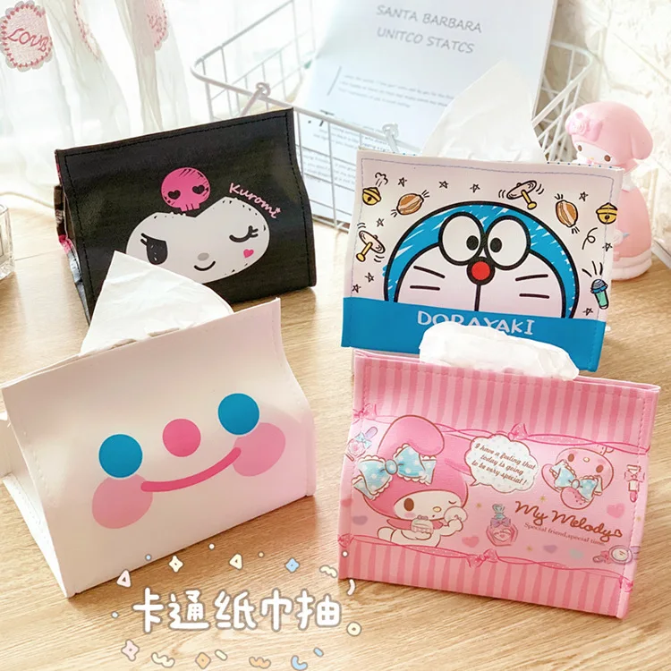 Sanrioed Kittly My Melody Kuromi Cinnamoroll Purin Dog X O коробка для бумажных салфеток дома автомобиля ПУ