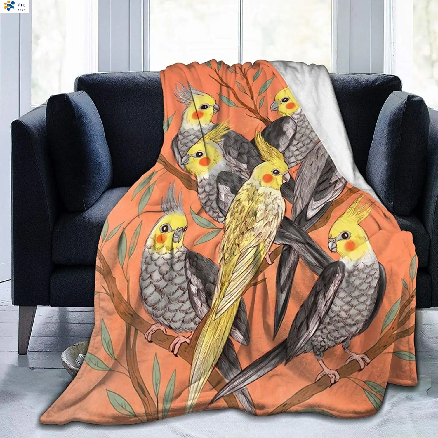 

Cockatiel Birds Soft Throw Blanket All Season Microplush Warm Blankets Lightweight Tufted Fuzzy Flannel Throws Blanket for Bed