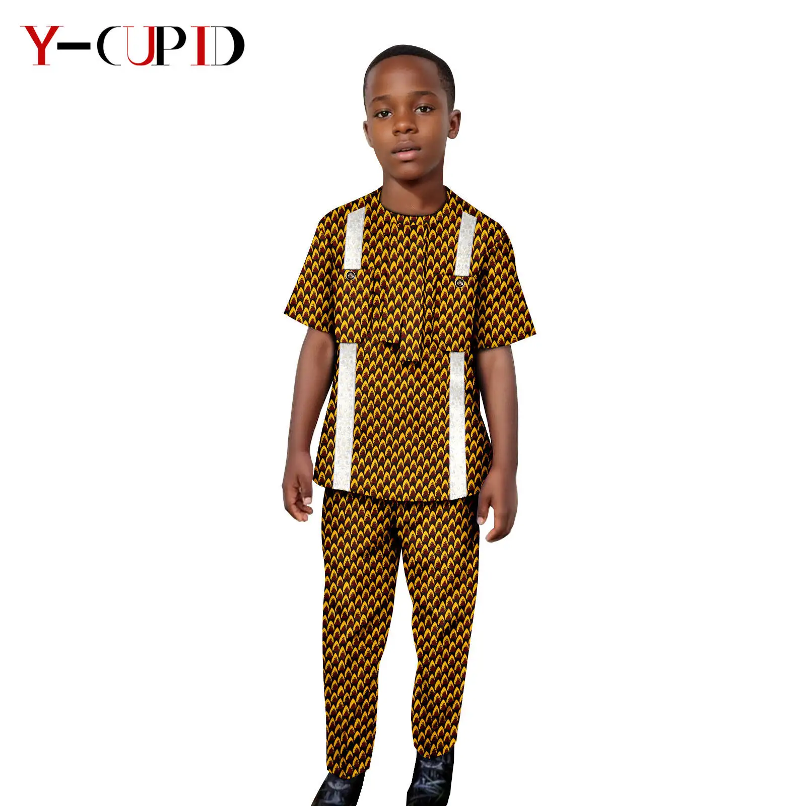 Африканская одежда Dashiki для детей лоскутный топ с принтом комплекты рубашек и