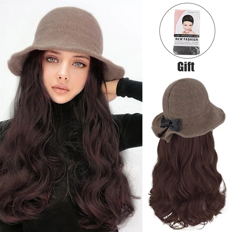 Парик женский синтезирующий с головной уборкой натуральный длинный волнистый