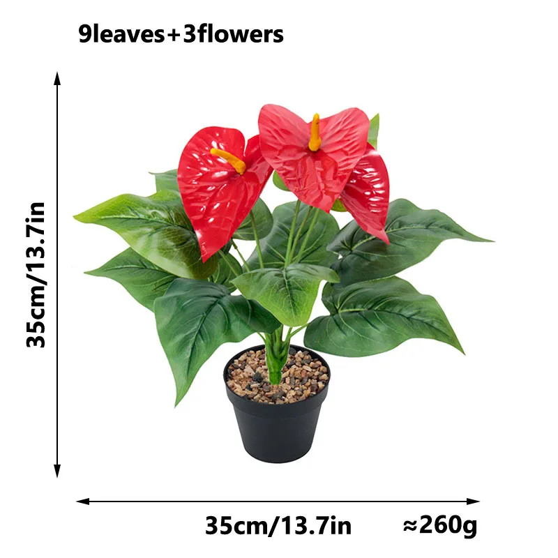 

Artificial Flower Anthurium Handmade Flower Wedding Arrangement Indoor Desktop Decoration Green Plants Potted Plants