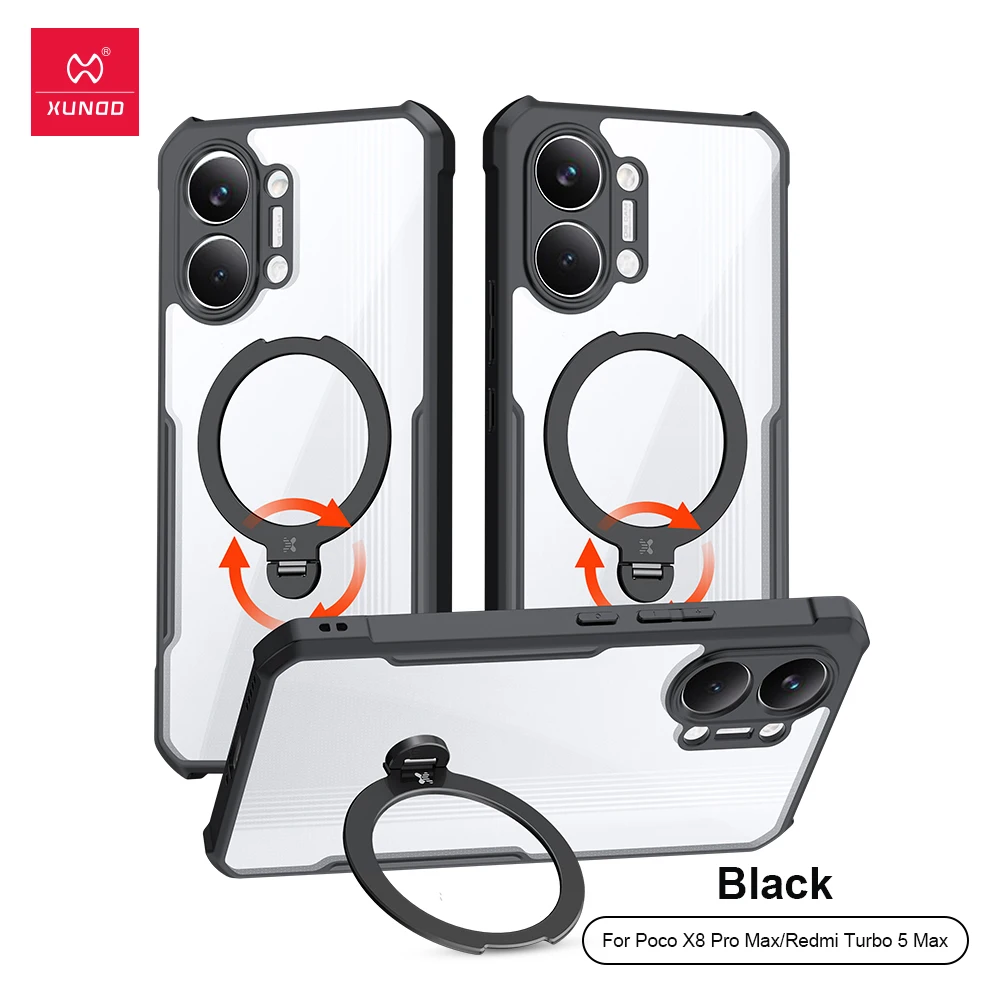 Фото ‌ Магнитный чехол-держатель Xundd для POCO X8 Pro X8 Pro Max - 360° °   Подставка Spin Stand с воздушной подушкой, защитой от ударов и защитой объектива Funda №1