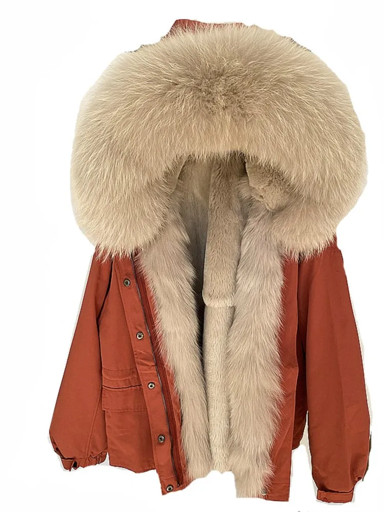 Женская парка зимняя куртка с искусственным большим меховым воротником капюшон