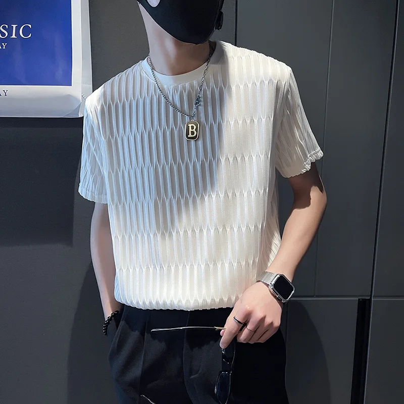 

Hot Brand Clothing Men's Summer Social Casual Short Sleeve T-Shirt/Male Slim Fit Round Collar High-grade T-Shirt Tees S-3XL
