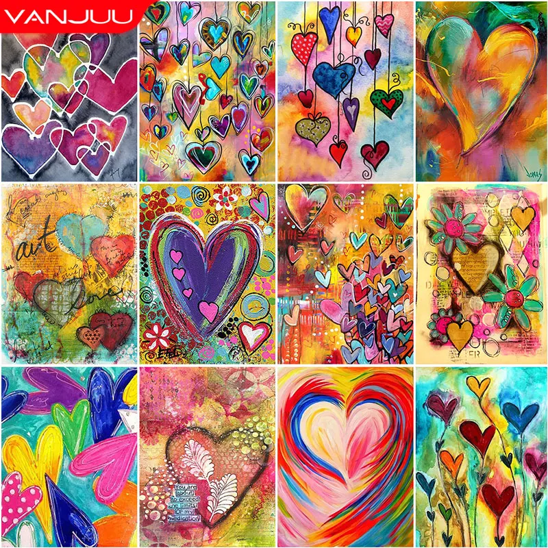 5D Набор Для Алмазной Живописи Полный Круглый Сверл-красочное Сердце Пейзаж