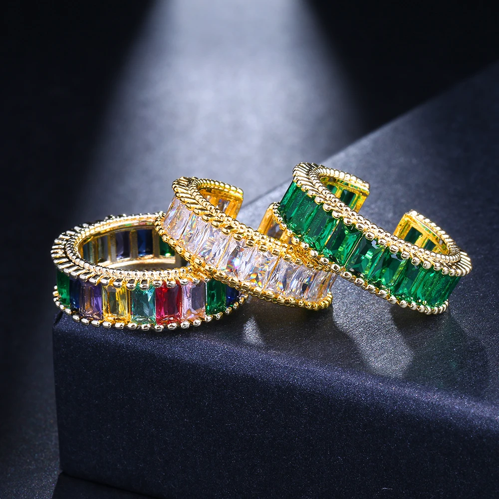 

Fashion Luxury Multicolor Charm AAA CZ Ring Eternity Promise Cubic Zirconia Wedding Rings for Women Female Finger Party Jewelry
