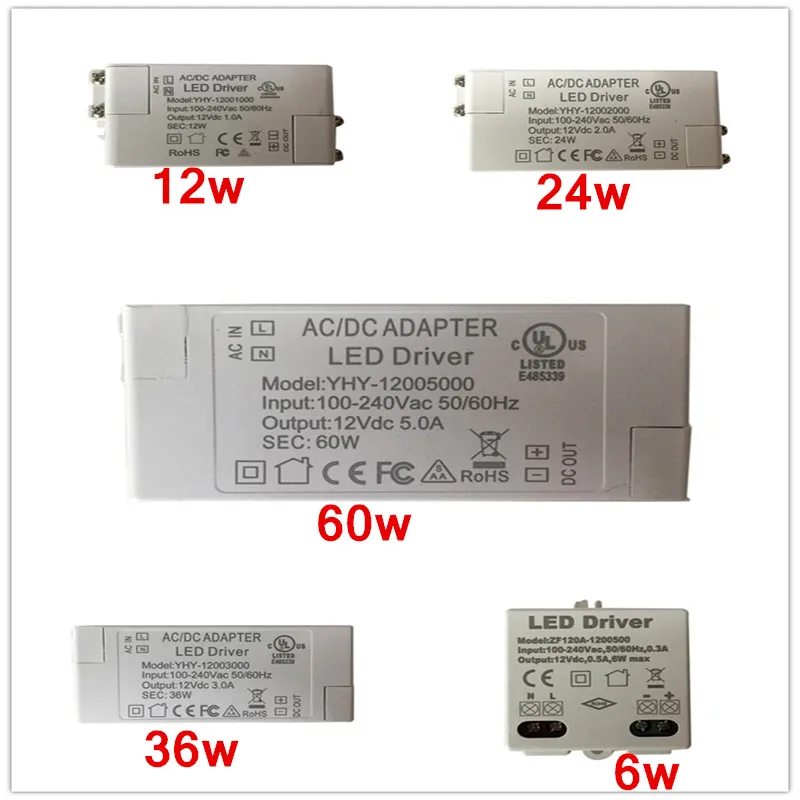 

1PC LED Driver AC 110V 220V to DC12V Led Power Adapter CE UKCA Proved Transformers for LED Strip 6W 12W 24W 36W 60W Power Supply