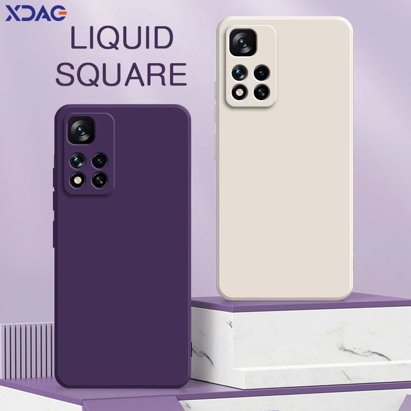 

Original Square Liquid Silicone Case for Xiaomi Redmi Note 11 Pro Plus Global Version 5G 11T 11S G T S Cute Phone Cover Housing