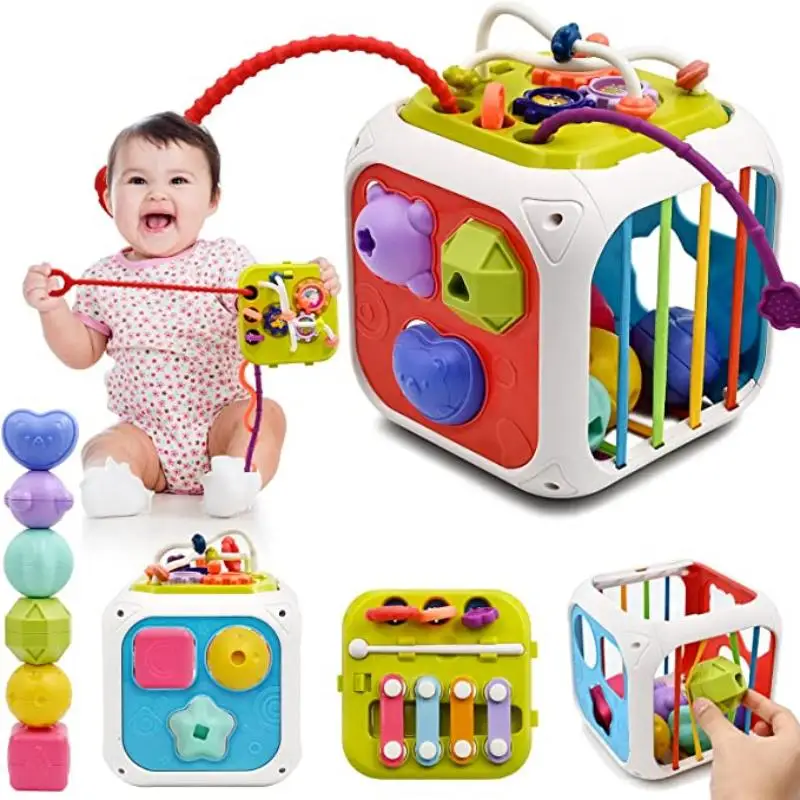 7 in 1 Baby Toys 0 6 12 Months Sensory Shape Sorter Toys Pull String Toy Montessori Educational Toys for Children 1 2 3Year Game