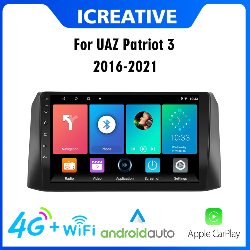 

For UAZ Patriot 3 2016 - 2021 9 Inch 4G Carplay Car Radio Multimedia Player Navigation GPS Android 2 Din Autoradio Stereo