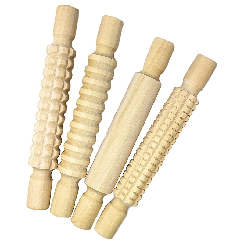 

Скалка для керамической глины с деревянной текстурой, прессованный Печатный полосатый решетчатый рельефный инструмент, грязевой ролик, ин...