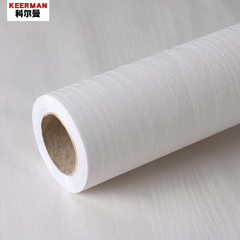 

Warm white wood grain pure color wood grain paper stickers decoration wood counter waterproof table with chest white cabinets