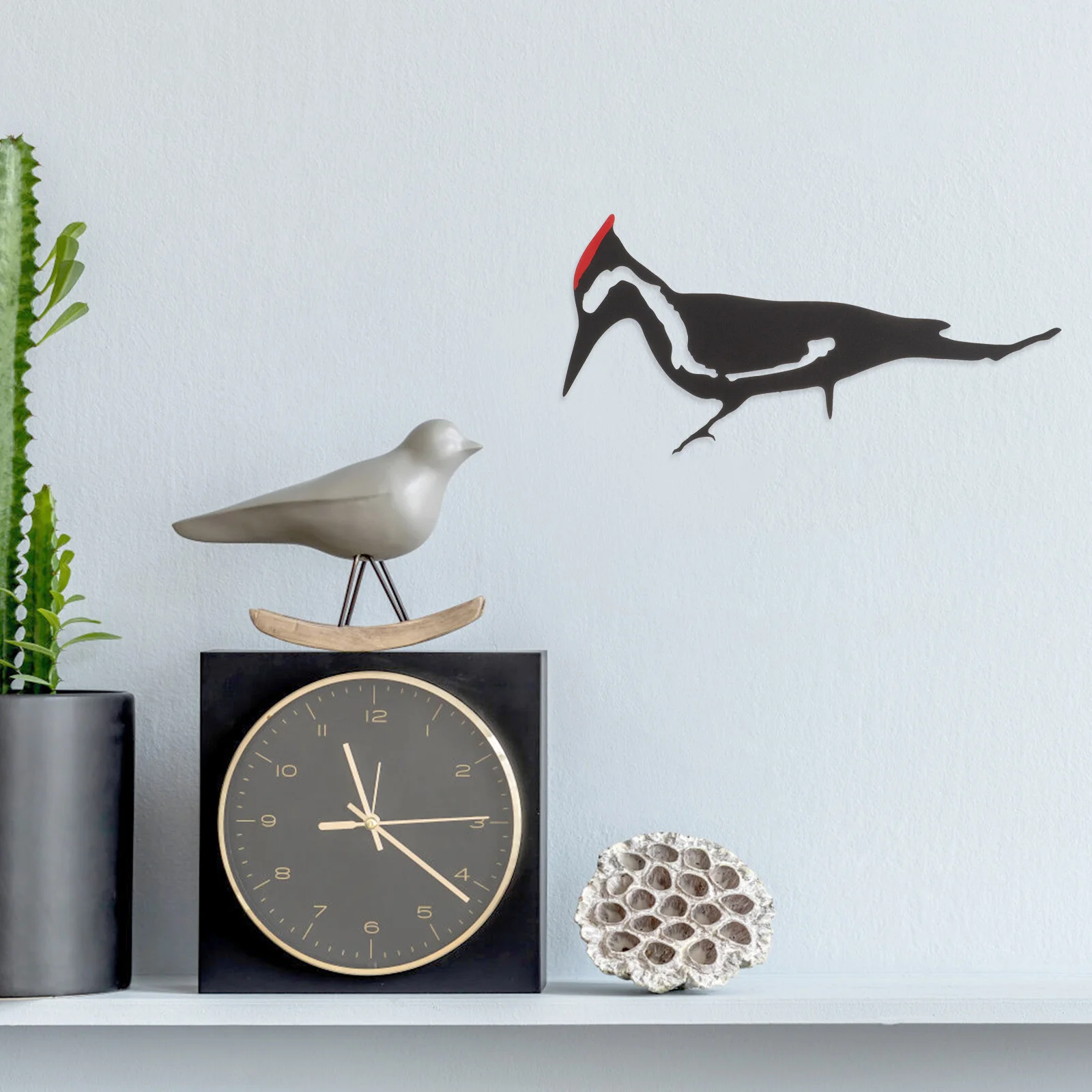 

Humming Birds Decor Woodpecker Wall Metal Sculpture 29.3x11cm Iron Statue Stake Signs