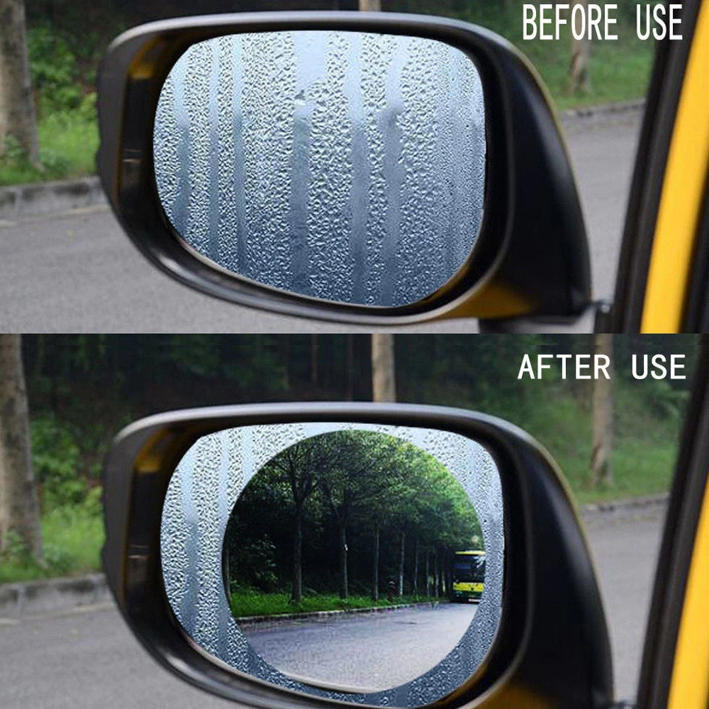 

2Pcs Car Rainproof Clear Film Rearview Mirror Protective Nano Coating Anti Fog Anti-glare Waterproof Film Auto Sticker 80*80mm