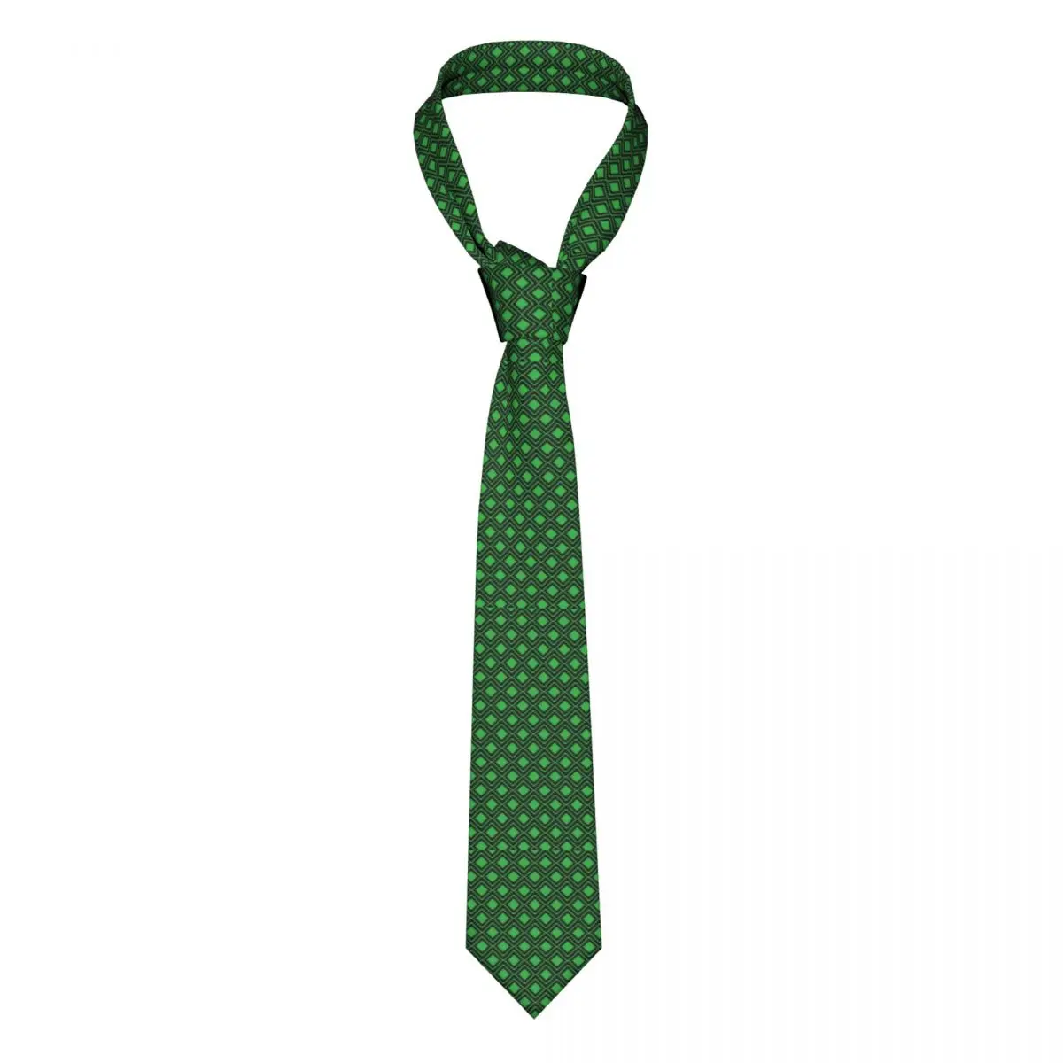 

Green Nordic Lines Tie Retro Pixel Art For Man Vintage Neck Ties Gift Blouse Business Polyester Silk Cravat