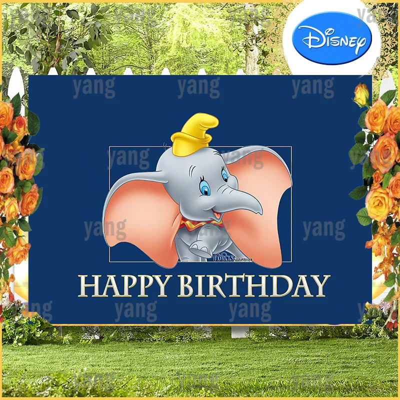 Custom Disney Performer Pink Ear Dumbo Circus Background Party Decoration Banner Animation Elephant Kids Birthday Backdrop Wall