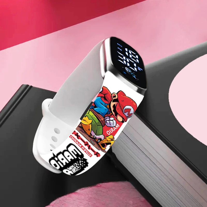 Детские часы Super Mario Bros с аниме-героями светящиеся браслетом Луиджи светодиодные