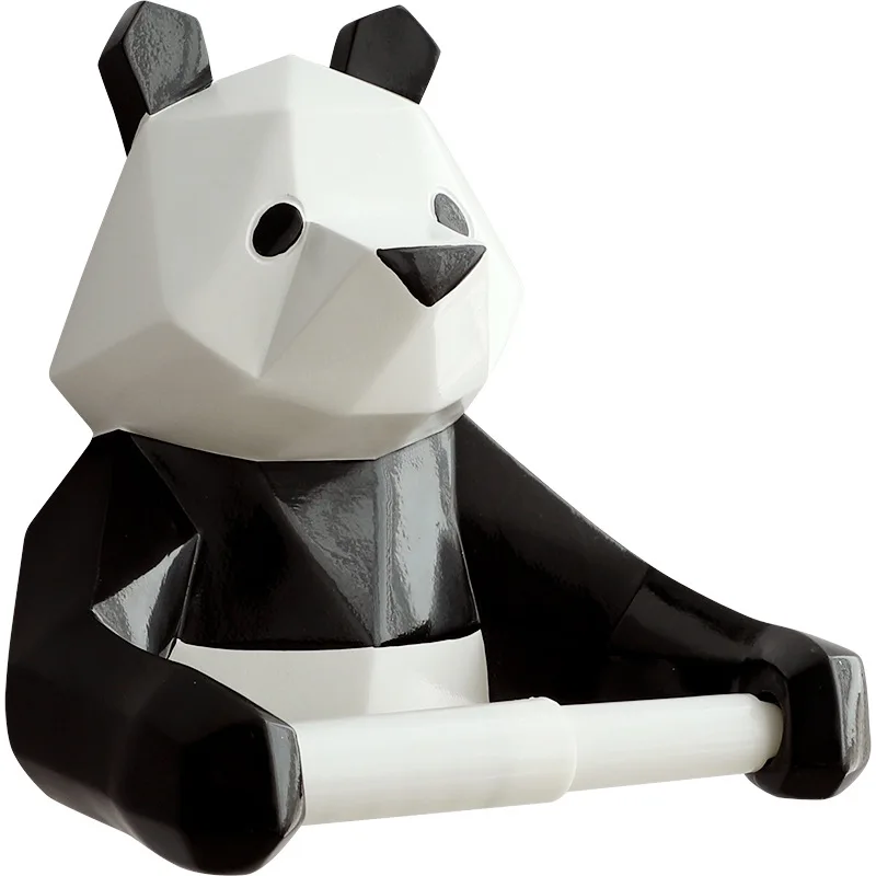 

Creative Geometric Panda Paper Towel Holder, Wall-mounted Paper Towel Dispenser, Bathroom Toilet Paper Holder, Roll Paper Holder