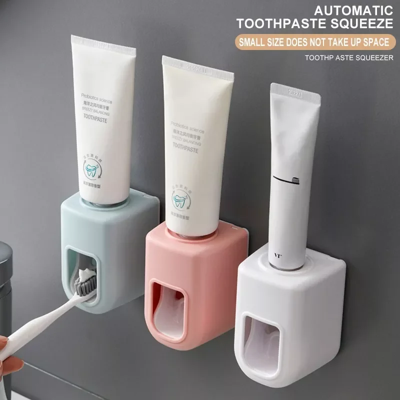 

2023NEW Toothpaste Dispenser Bathroom Self-Adhesive Dustproof Toothbrush Holder Rack Wall Mounted Toothpaste Squeezer For Home