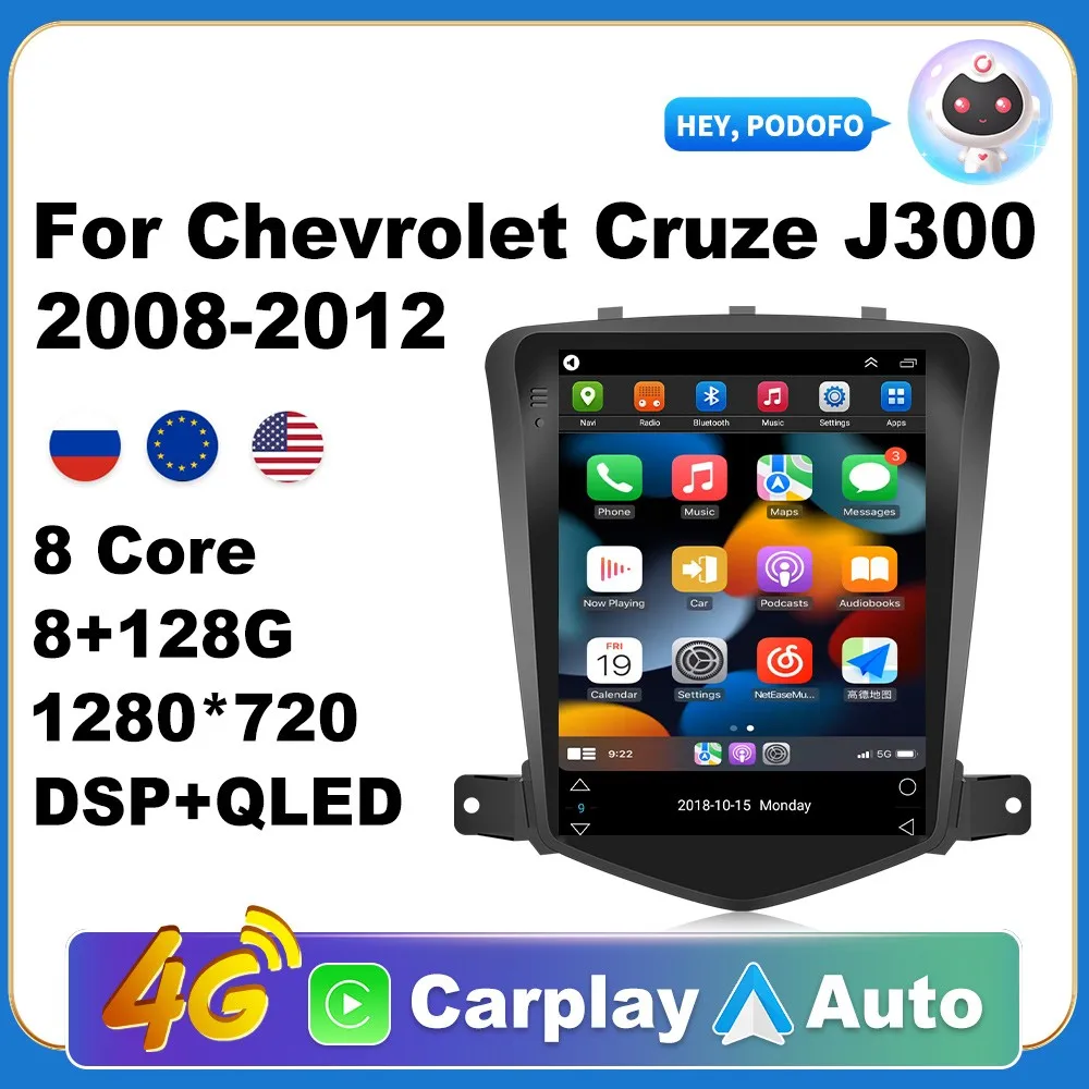 

Car Radio Carplay Android 10 For Chevrolet Cruze J300 2008-2012 Chevrolet Classic Cruze 2009 DSP WIFI 4G AI Voice