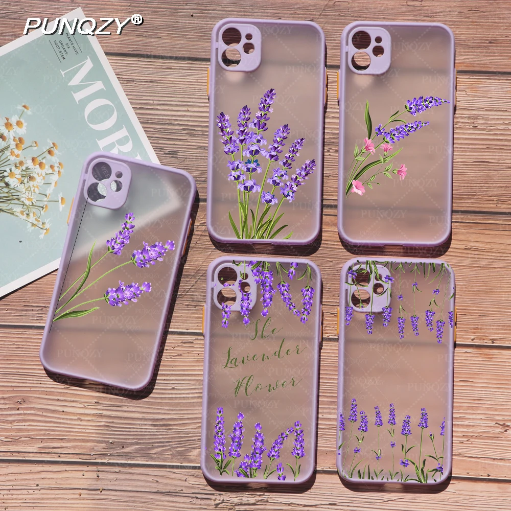 

PUNQZY Color Oil Painting Flowers Phone Case For iPhone 13 12 MINI 11 PRO X XR XS 8 7 All-Inclusive Anti-Fall Soft Shell Cover