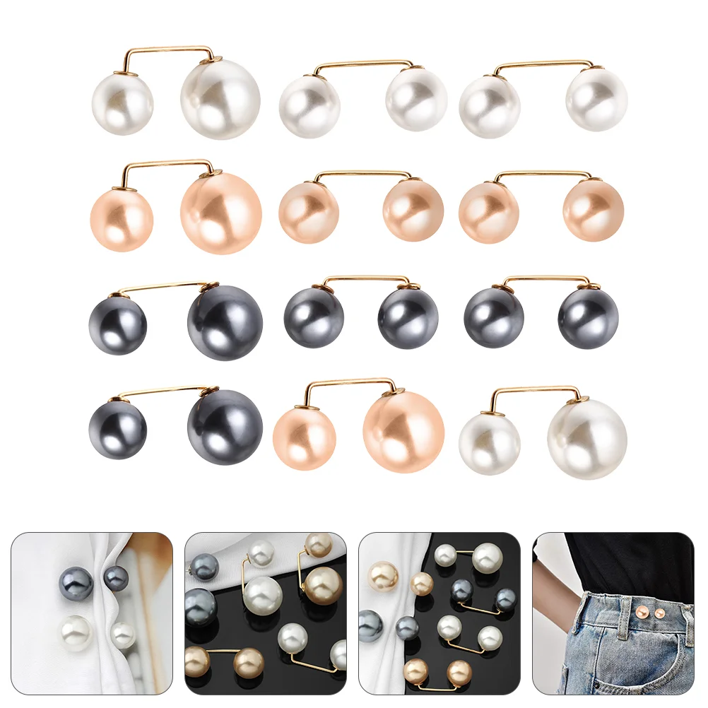 

12PCS Pearl Safety Brooch Pin Premium Practical Brooch Pin(Random Style)