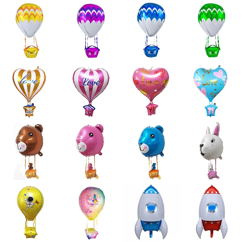 

4D мультяшный дом воздушные шары мультяшный медведь Кролик Сердце Ракета Форма фольга гелиевые шары Детские украшения на день рождения пода...