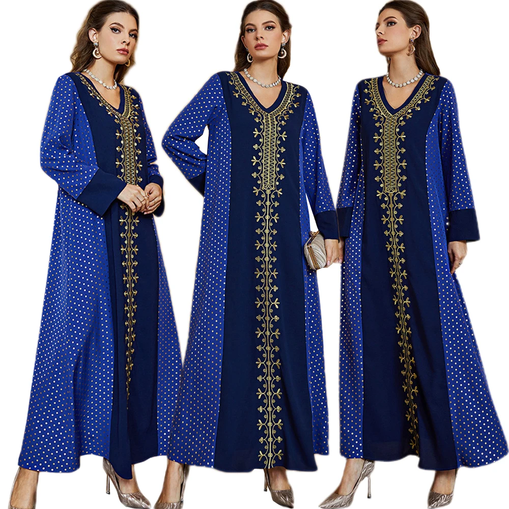 Элегантная мусульманская абайя, мусульманское женское винтажное длинное платье в горошек, цзилбаб, Весенняя Рамадан, Средний Восток, фотос...