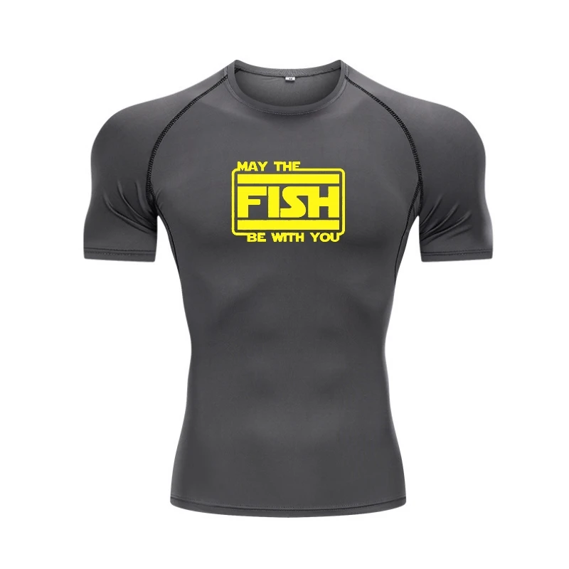 

Забавная рыболовная футболка, пусть рыба будет с вами, хлопковые мужские топы, футболка на заказ, удобная Специальная футболка