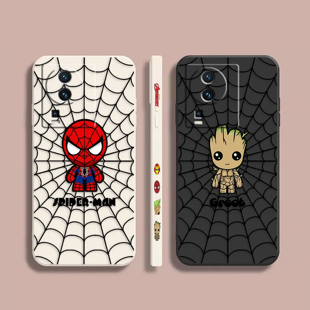 

Case For VIVO IQOO 5 7 8 9 10 11 Pro 5G Z3 Z5 Z6 Z7 NEO3 5 5S 6 7 Colour Simple Liquid Silicone Case Marvel Spiderman Groot
