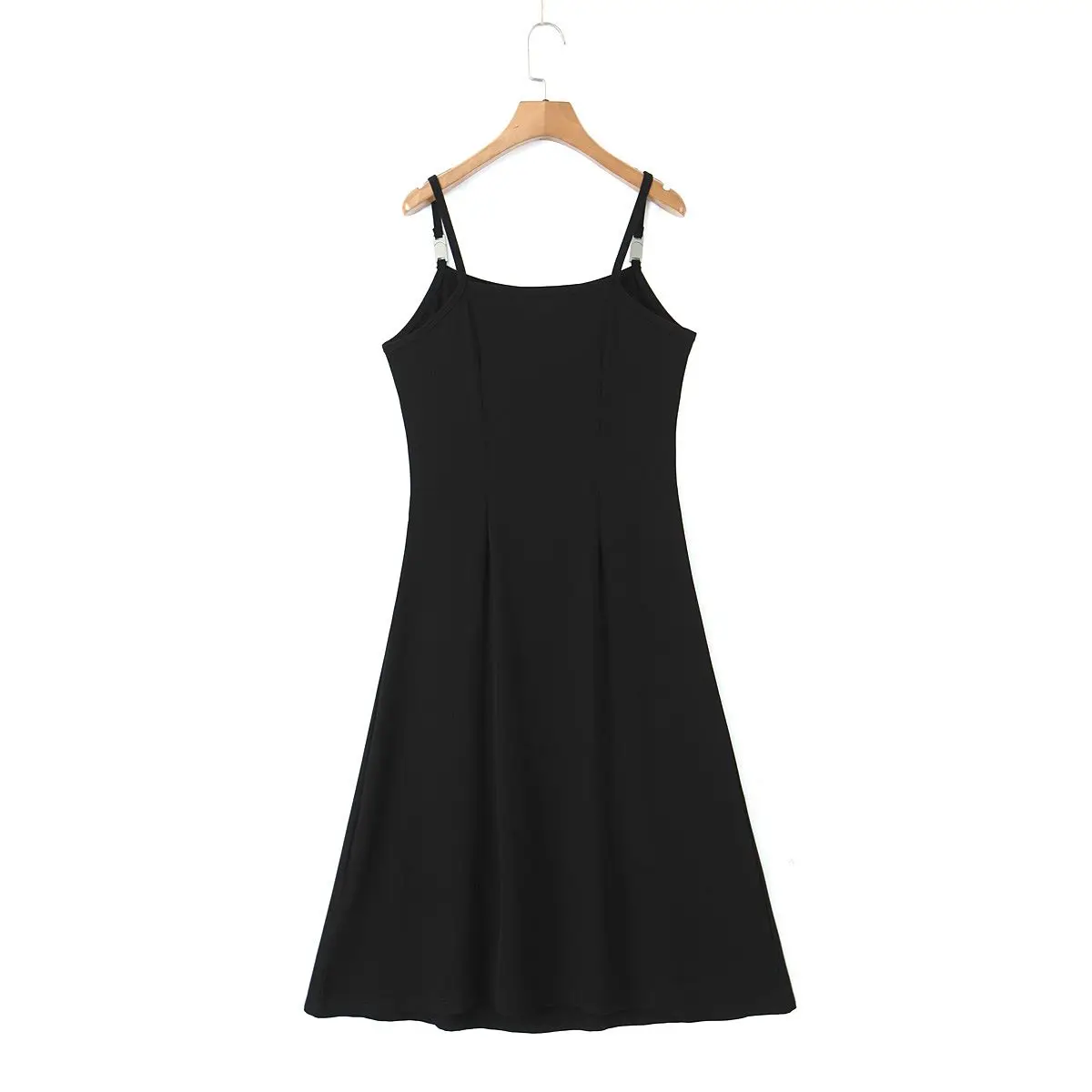 Good Quality Plus Size Dresses Women Clothes 2023 Summer Design Fold Waist Metal Buckle Spaghetti Strap Oversized Curve N8703