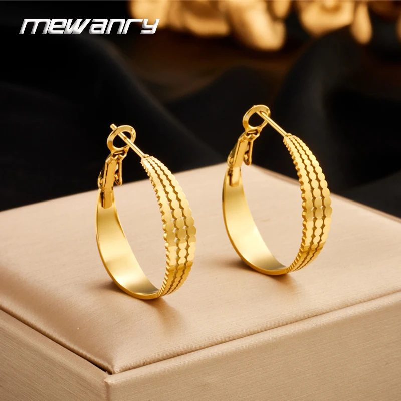 Гладкие Круглые геометрические серьги Mewanry из нержавеющей стали 316L для женщин, минималистичные креативные трендовые серьги с пряжкой для ушей, ювелирные изделия в подарок